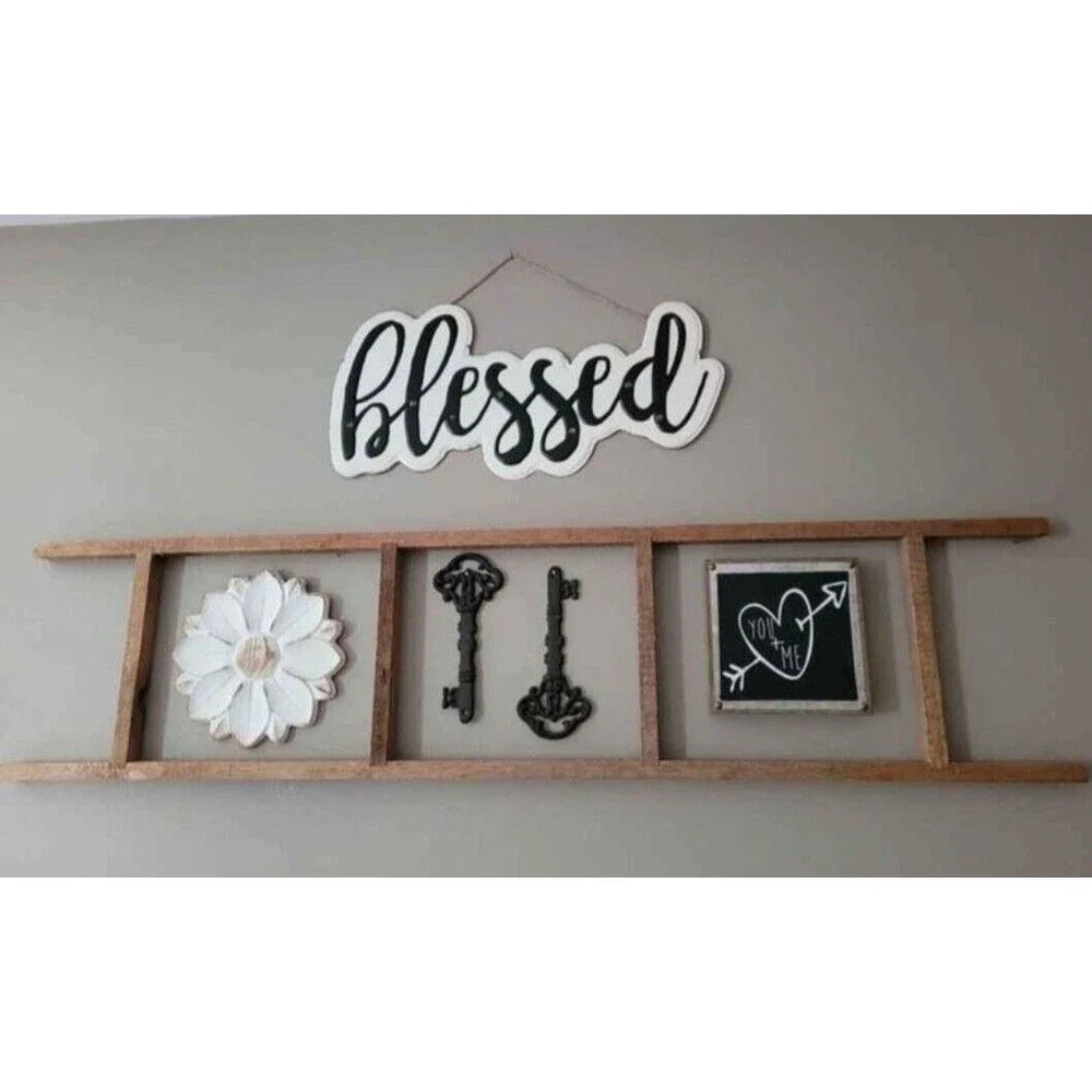 Blessed in Cursive Rustic Enamel Cutout Sign 3D Look Wall Hanging Decor‎ 22 x 10